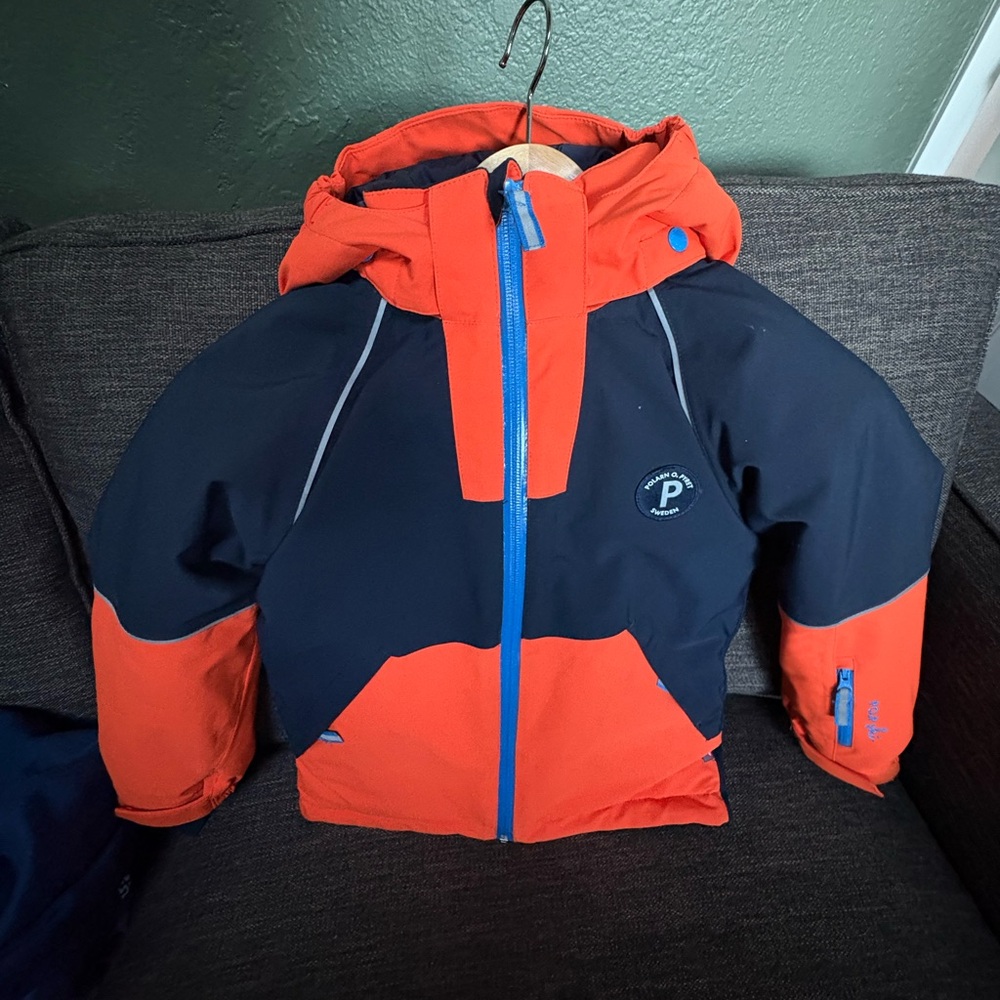 Boys Ski Polarn O. Pyret Orange and Navy Jacket